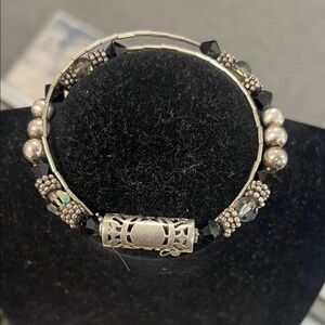 Elegant Silver and Black/Silver wrap Beaded Bracelet